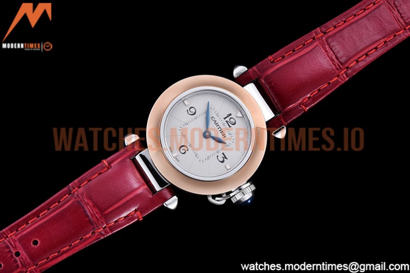 Cartier - Pasha Ladies Red RG/SS/LE White/Num AF Qtz