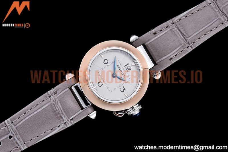 Cartier - Pasha Ladies Grey RG/SS/LE White/Num AF Qtz