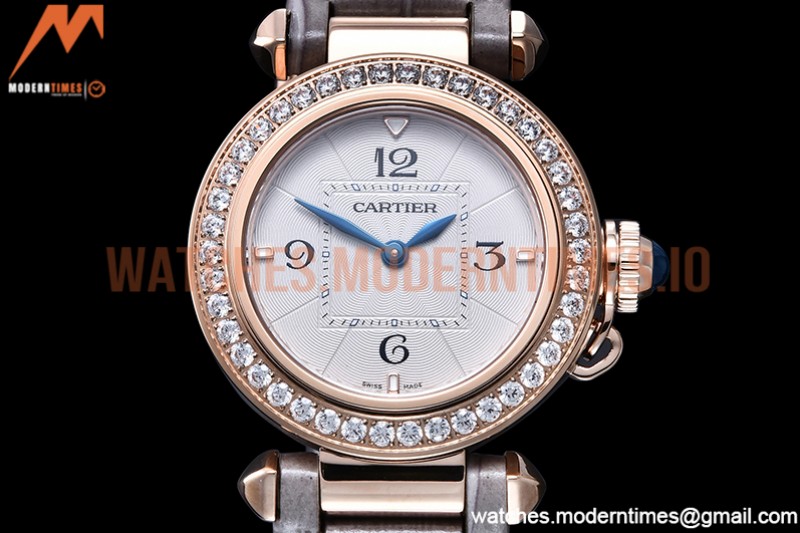 Cartier - Pasha Ladies Dia Grey RG/LE White/Num AF Qtz