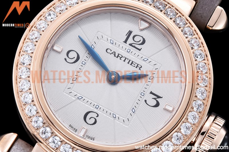 Cartier - Pasha Ladies Dia Grey RG/LE White/Num AF Qtz