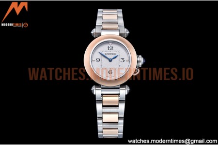 Cartier - Pasha Ladies RG/SS White/Num AF Qtz