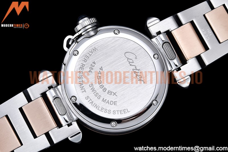 Cartier - Pasha Ladies RG/SS White/Num AF Qtz