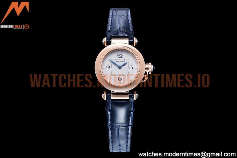 Cartier - Pasha Ladies Blue RG/LE White/Num AF Qtz