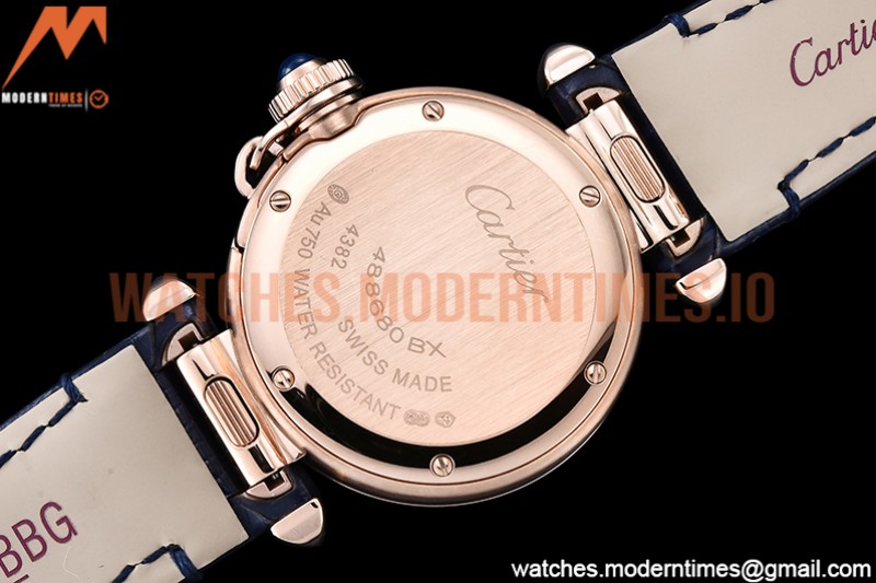 Cartier - Pasha Ladies Blue RG/LE White/Num AF Qtz