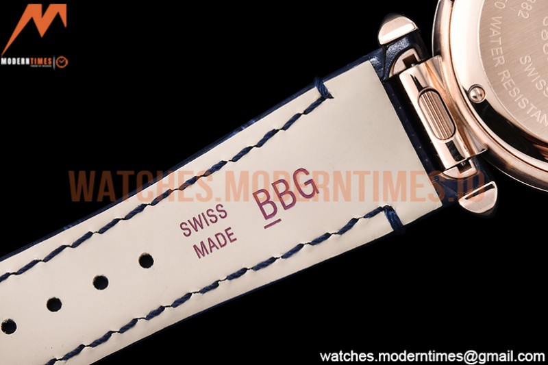 Cartier - Pasha Ladies Blue RG/LE White/Num AF Qtz