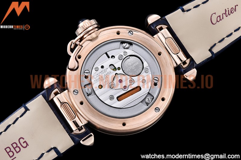 Cartier - Pasha Ladies Blue RG/LE White/Num AF Qtz