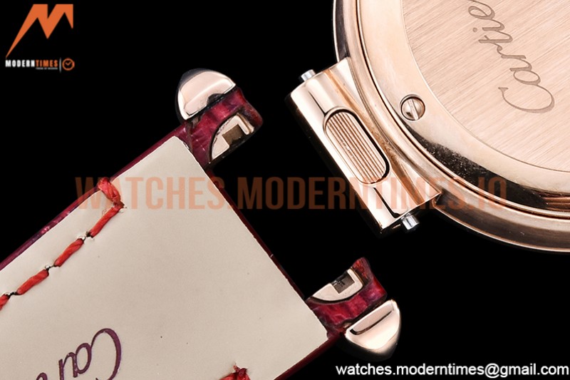 Cartier - Pasha Ladies Red RG/LE White/Num AF Qtz