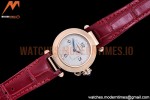 Cartier - Pasha Ladies Red RG/LE White/Num AF Qtz