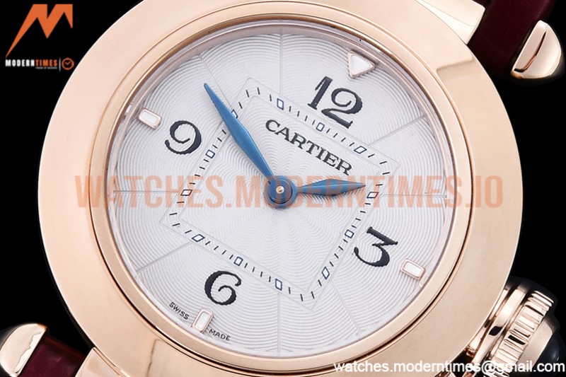Cartier - Pasha Ladies Red RG/LE White/Num AF Qtz