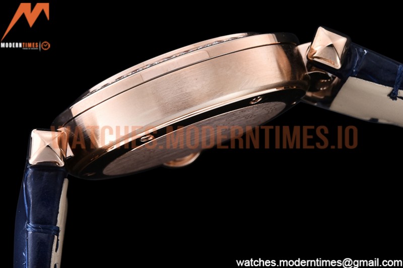 Cartier - Pasha Ladies Dia Blue RG/LE White/Num AF Qtz