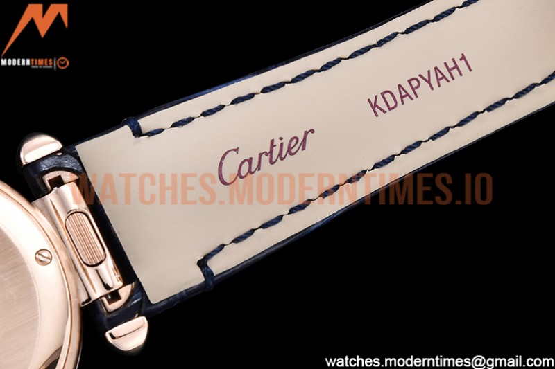 Cartier - Pasha Ladies Dia Blue RG/LE White/Num AF Qtz