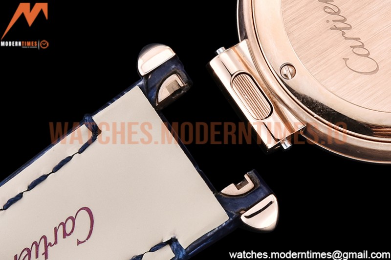 Cartier - Pasha Ladies Dia Blue RG/LE White/Num AF Qtz