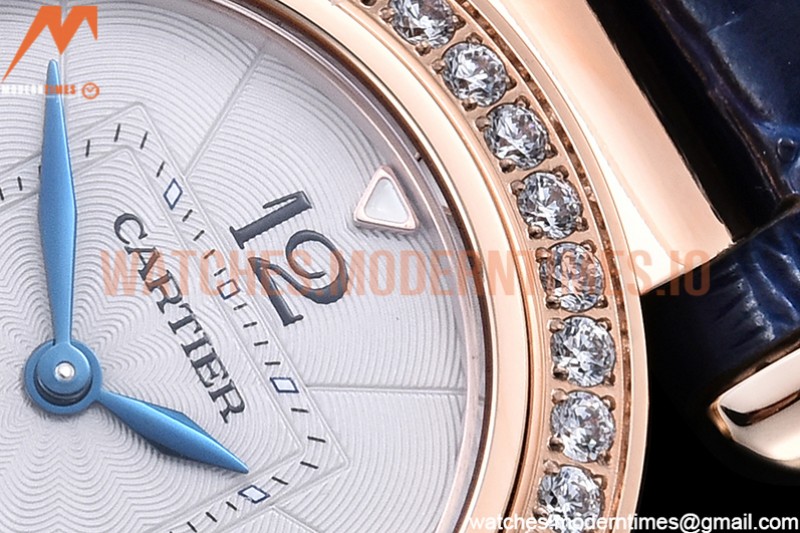 Cartier - Pasha Ladies Dia Blue RG/LE White/Num AF Qtz