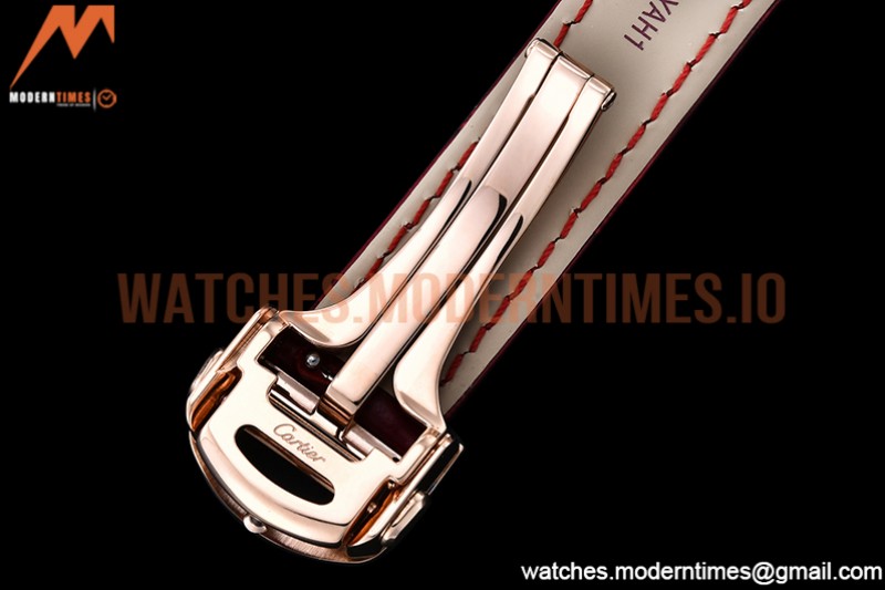 Cartier - Pasha Ladies Dia Red RG/LE White/Num AF Qtz
