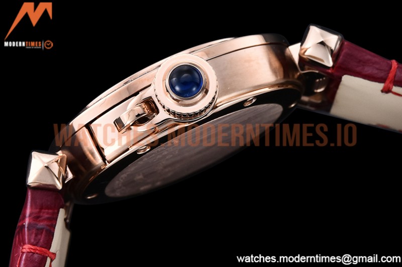 Cartier - Pasha Ladies Dia Red RG/LE White/Num AF Qtz
