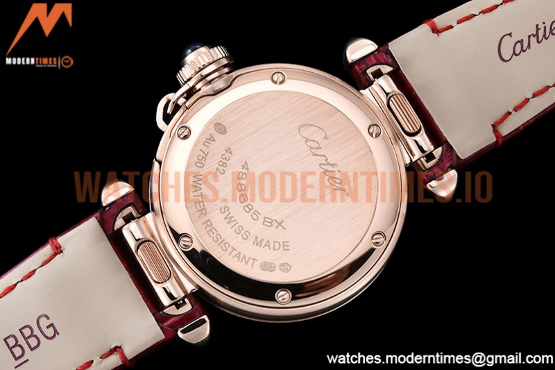 Cartier - Pasha Ladies Dia Red RG/LE White/Num AF Qtz