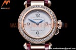 Cartier - Pasha Ladies Dia Red RG/LE White/Num AF Qtz