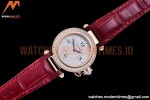 Cartier - Pasha Ladies Dia Red RG/LE White/Num AF Qtz