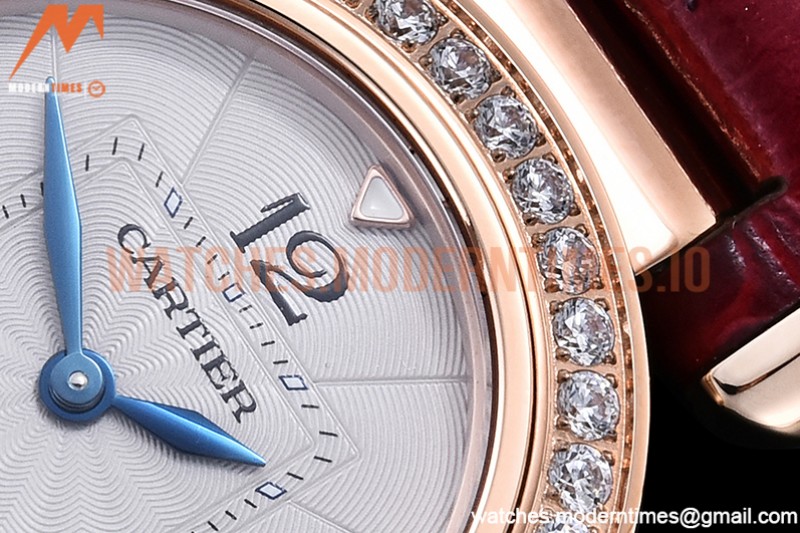 Cartier - Pasha Ladies Dia Red RG/LE White/Num AF Qtz