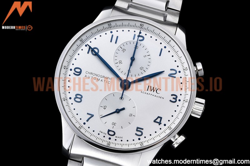IWC - Portuguese Chrono Ed SS/SS Wht/Blue Num ZF A7750