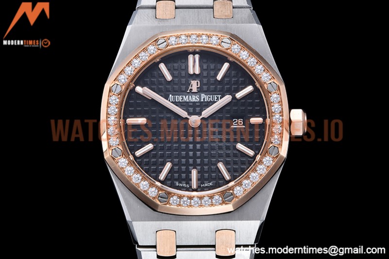Audemars Piguet - Royal Oak Ladies 67650SR 33mm RG/SS Black JJF Qtz