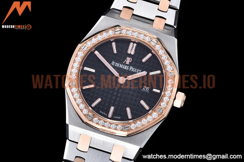Audemars Piguet - Royal Oak Ladies 67650SR 33mm RG/SS Black JJF Qtz