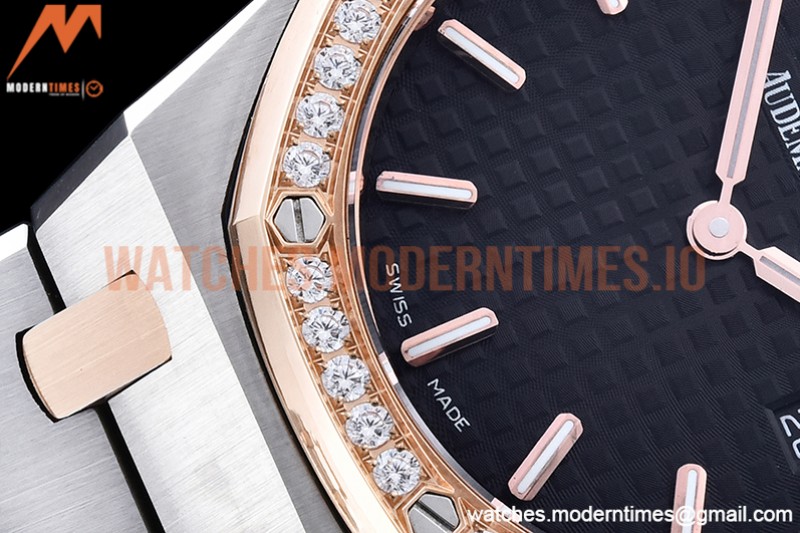 Audemars Piguet - Royal Oak Ladies 67650SR 33mm RG/SS Black JJF Qtz