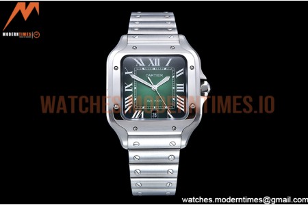 Cartier - Santos De Cartier 2018 Mens XL SS/SS Green BVF MY9015