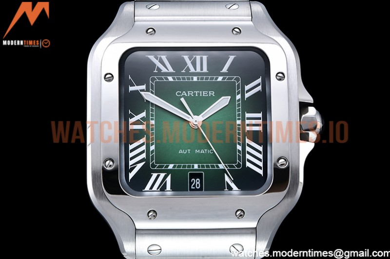 Cartier - Santos De Cartier 2018 Mens XL SS/SS Green BVF MY9015