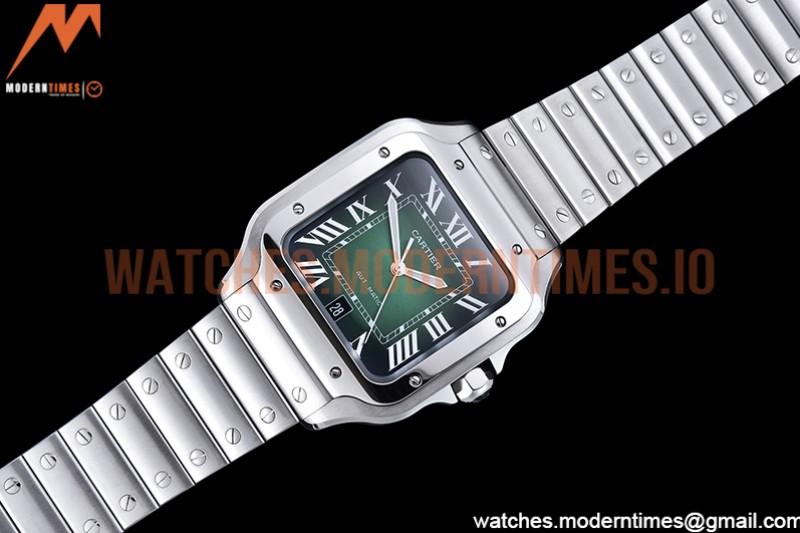 Cartier - Santos De Cartier 2018 Mens XL SS/SS Green BVF MY9015