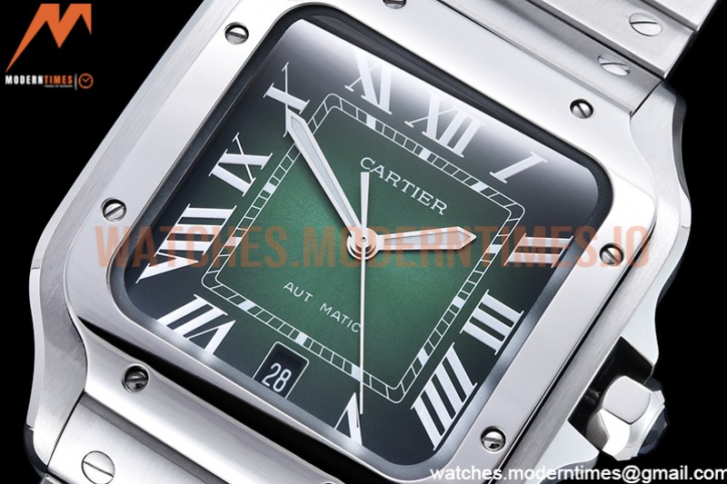 Cartier - Santos De Cartier 2018 Mens XL SS/SS Green BVF MY9015