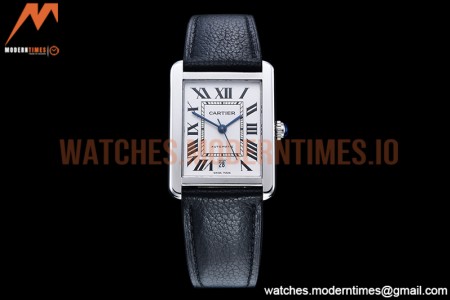 Cartier - Tank Solo Blk SS/LE White TWF Miyota 9015