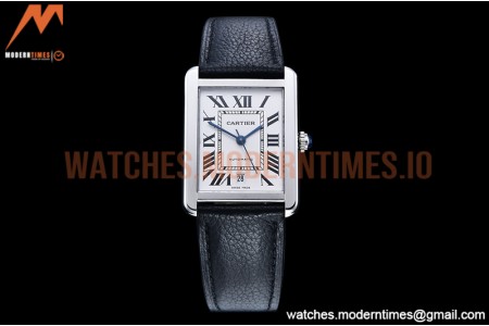 Cartier - Tank Solo Blk SS/LE White TWF Miyota 9015