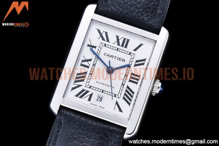 Cartier - Tank Solo Blk SS/LE White TWF Miyota 9015