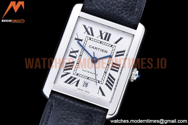 Cartier - Tank Solo Blk SS/LE White TWF Miyota 9015