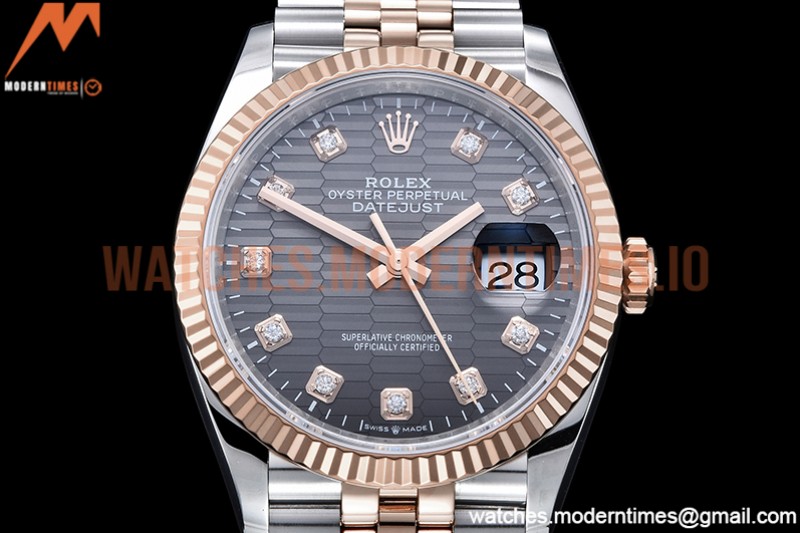 Rolex - DJ 36mm Jub Flt 904L RG/SS P-Grey/Dia VSF VS3235