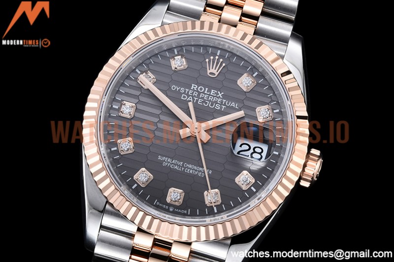 Rolex - DJ 36mm Jub Flt 904L RG/SS P-Grey/Dia VSF VS3235