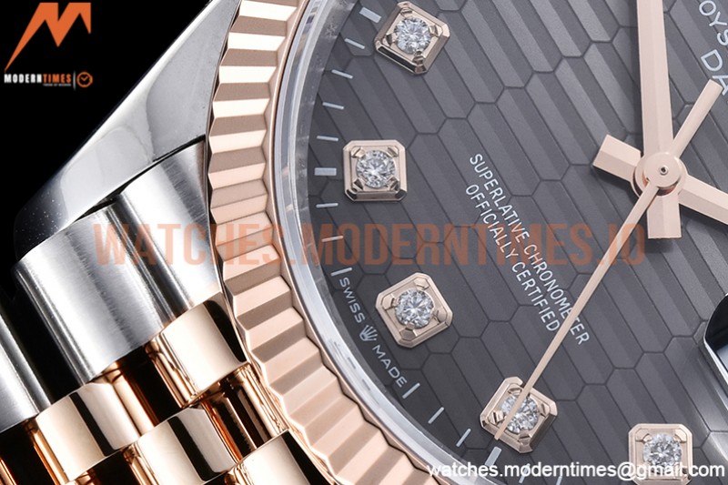 Rolex - DJ 36mm Jub Flt 904L RG/SS P-Grey/Dia VSF VS3235
