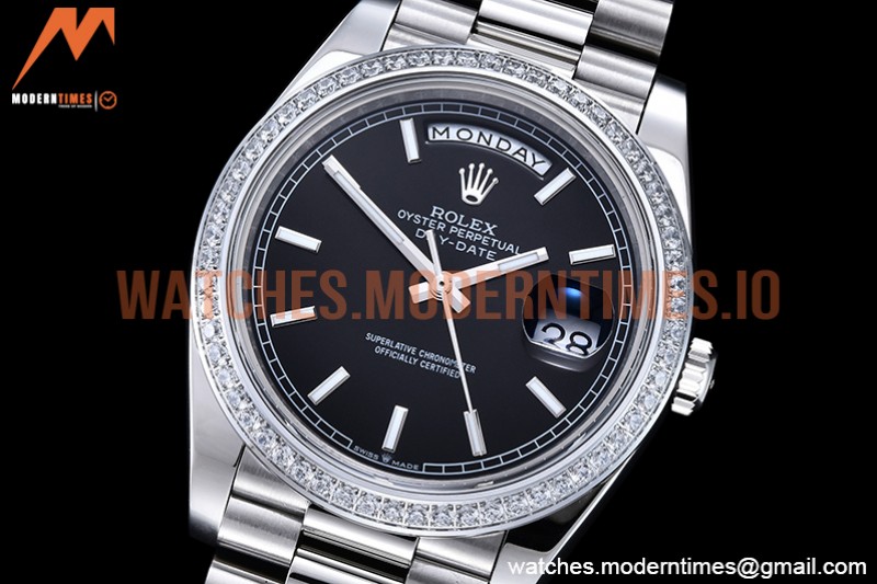Rolex - DayDate 40mm Flt Dia SS/SS Black/Stk GSF A2836 Mod