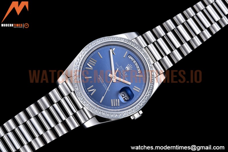 Rolex - DayDate 40mm Flt Dia SS/SS Blue/Rm GSF A2836 Mod