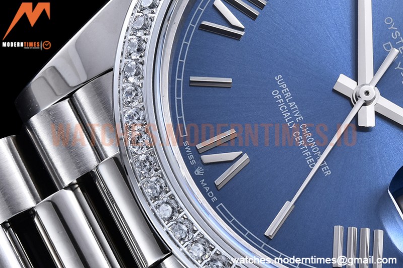 Rolex - DayDate 40mm Flt Dia SS/SS Blue/Rm GSF A2836 Mod