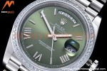 Rolex - DayDate 40mm Flt Dia SS/SS Green/Rm GSF A2836 Mod