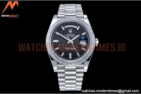 Rolex - DayDate 40mm Flt Dia SS/SS Blk/Dia GSF A2836 Mod