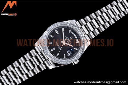 Rolex - DayDate 40mm Flt Dia SS/SS Blk/Dia GSF A2836 Mod