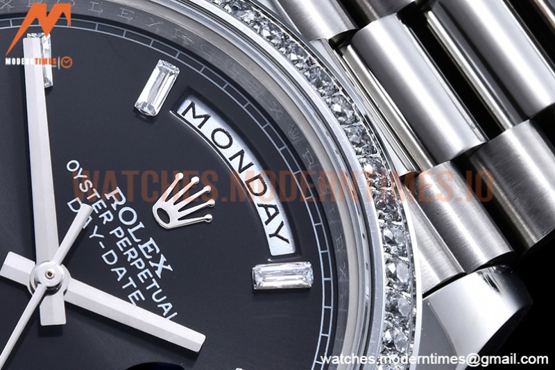 Rolex - DayDate 40mm Flt Dia SS/SS Blk/Dia GSF A2836 Mod