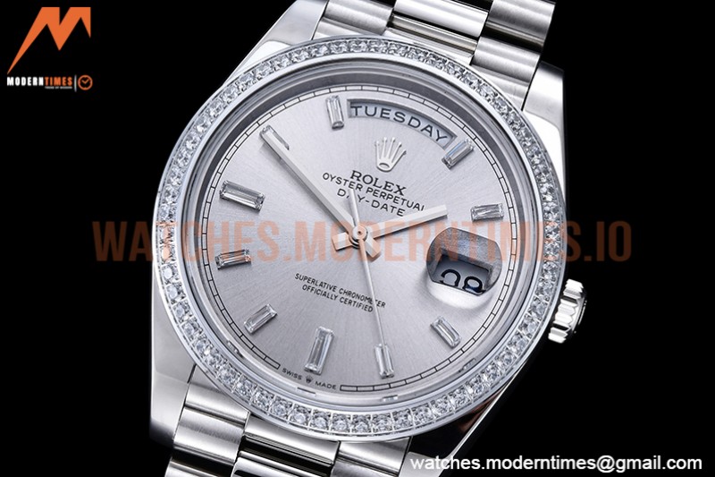 Rolex - DayDate 40mm Flt Dia SS/SS Silv/Dia GSF A2836 Mod