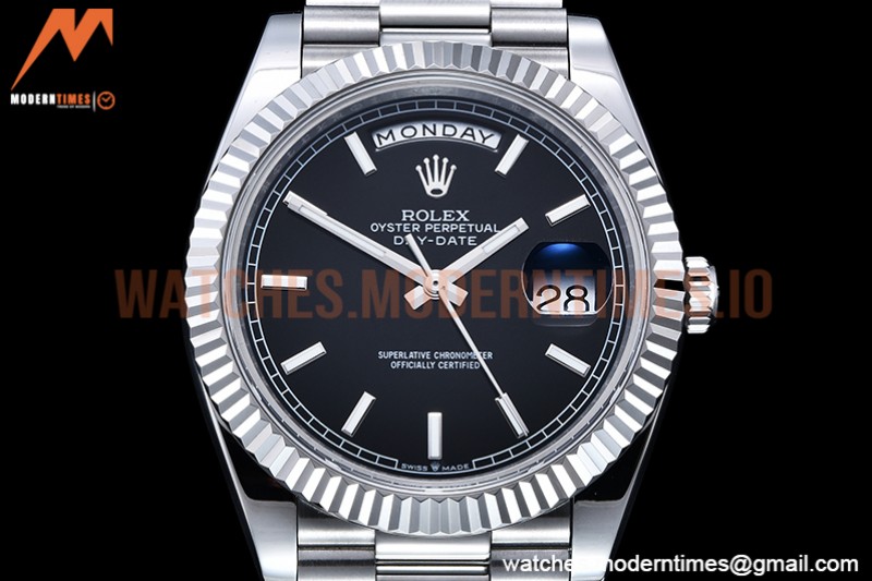 Rolex - DayDate 40mm Flt SS/SS Black/Stk GSF A2836 Mod