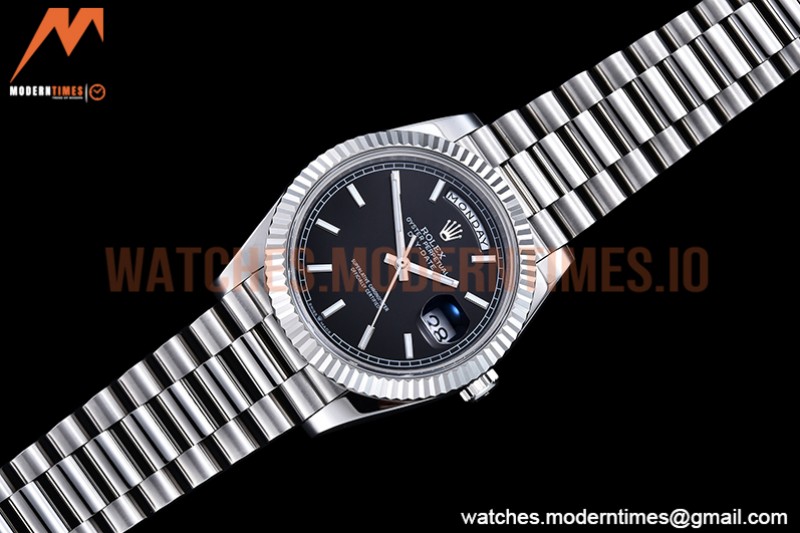 Rolex - DayDate 40mm Flt SS/SS Black/Stk GSF A2836 Mod