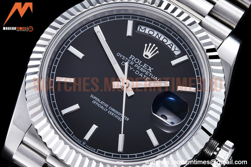 Rolex - DayDate 40mm Flt SS/SS Black/Stk GSF A2836 Mod