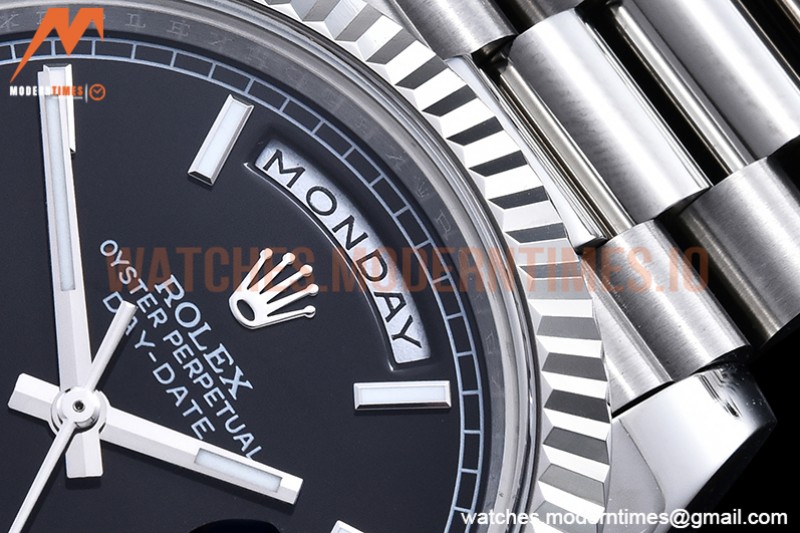 Rolex - DayDate 40mm Flt SS/SS Black/Stk GSF A2836 Mod